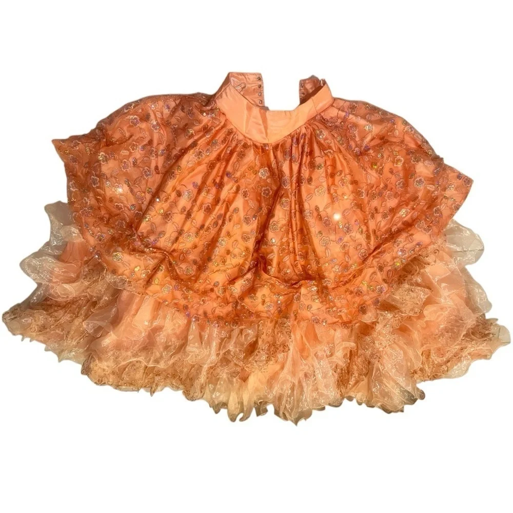 Expressions Elegant Coral Sequin Corset Ballgown Dress - Picture 5 of 17